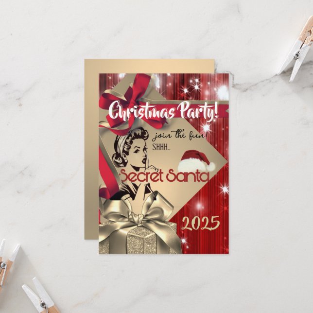 Christmas party secret santa (Vorderseite/Rückseite Beispiel)