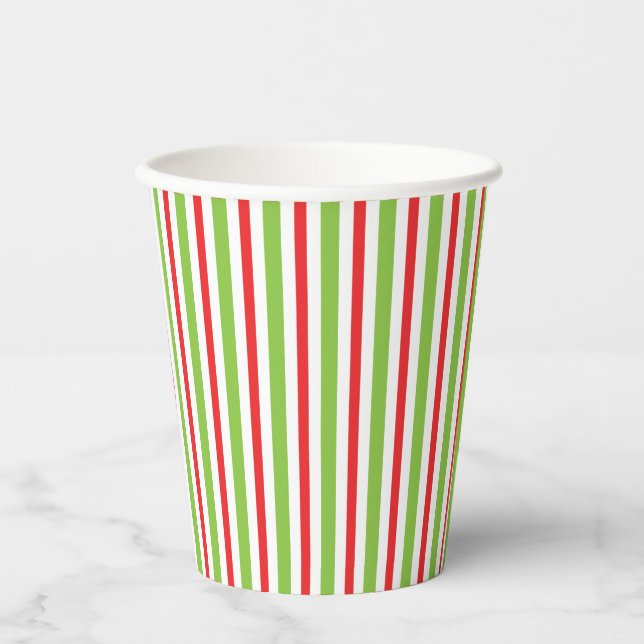 Christmas Party Stripped Red and Green Cups Pappbecher (Vorderseite)