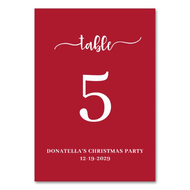 Christmas Party Table number Card Tischnummer (Vorderseite)