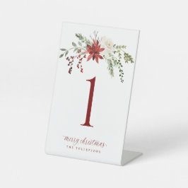 Christmas Party Table Numbers Elegant Greenery Sockelschild