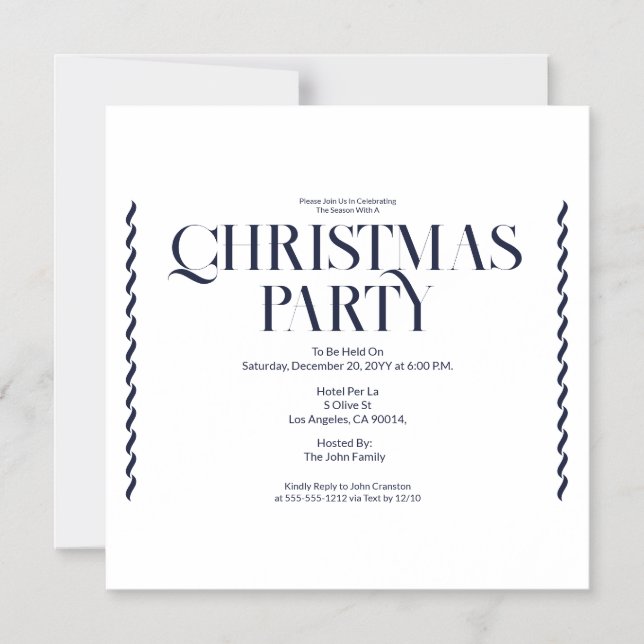 Christmas Party Vintage Elegant blue Invitation Magneteinladung (Vorderseite)