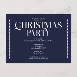 Christmas Party Vintage Elegant blue Invitation Postkarte
