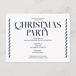 Christmas Party Vintage Elegant blue Invitation Postkarte