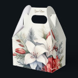 Christmas Party White Red Flowers Holidays Elegant Geschenkschachtel<br><div class="desc">Christmas Party White Red Flowers Holidays Elegant Favor Boxes. Unique,  beautiful,  stylish design. Easy to be personalized. Font style,  size and colors can be changed. Matching items available.</div>