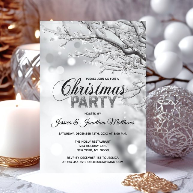 CHRISTMAS PARTY Winter Wonderland Snow 3"x5" Einladung (CHRISTMAS PARTY Winter Wonderland Snow 3x5 Invitation)
