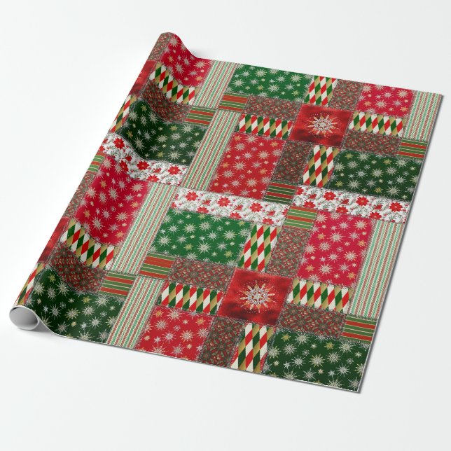 Christmas Patchwork Quilt Geschenkpapier (Ungerollt)