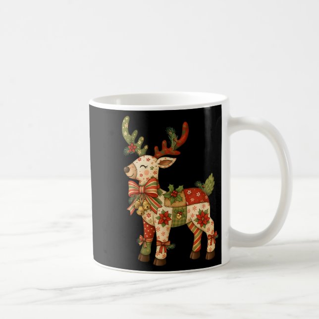Christmas Patchwork Reindeer Xmas Family Men Women Kaffeetasse (Rechts)