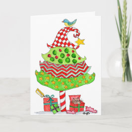 Christmas - Patchwork Tree Folded Holiday Card Feiertagskarte