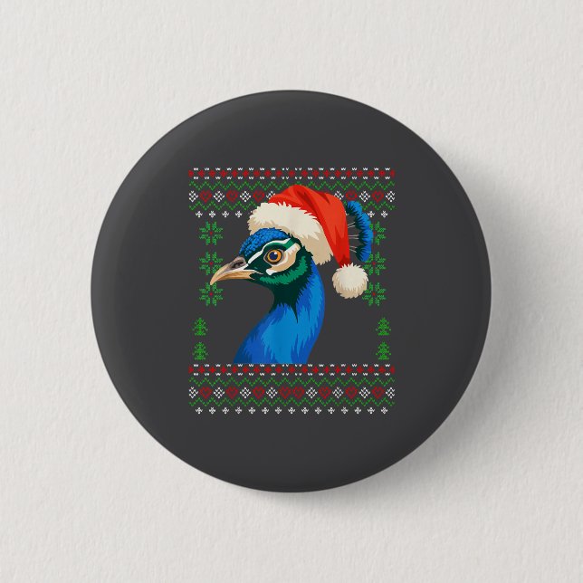 Christmas Pea Ugly Xmas Sweater  Button (Vorderseite)