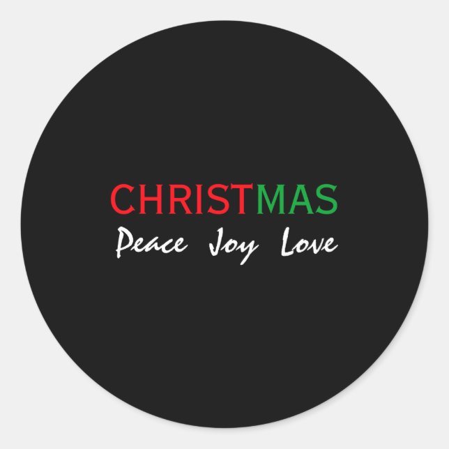 Christmas Peace Joy Love Tygraphy T Shirt  Runder Aufkleber (Vorderseite)