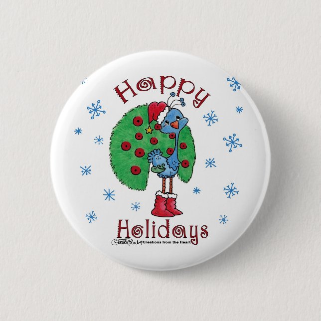 Christmas Peacock Button (Vorderseite)