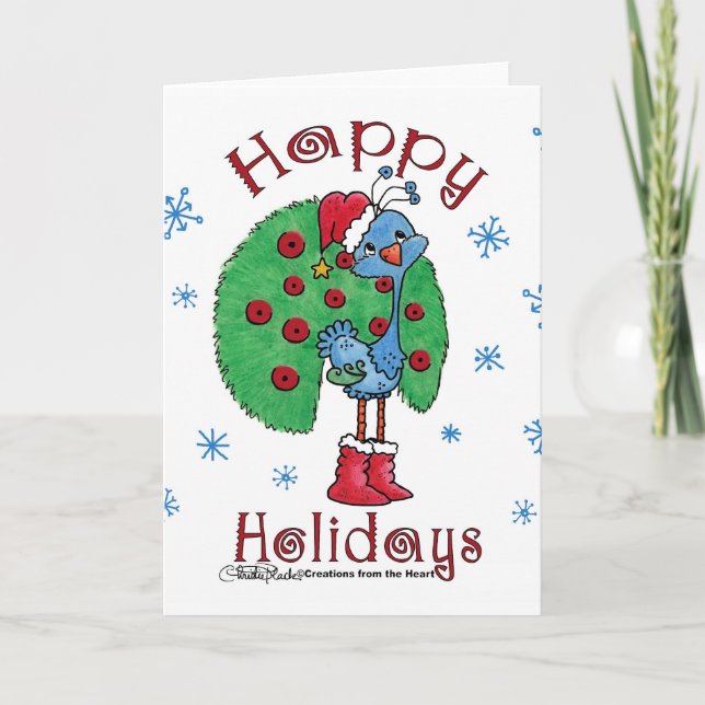 Christmas Peacock Feiertagskarte (Vorderseite)