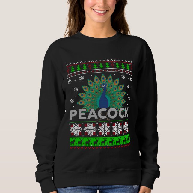 Christmas Peacock Ugly Sweater Xmas  For Women Gir Sweatshirt (Vorderseite)