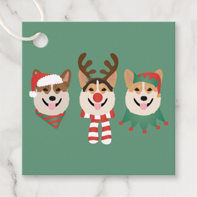 Christmas Pembroke Welsh Corgi Hunde Geschenkanhänger (Vorderseite)