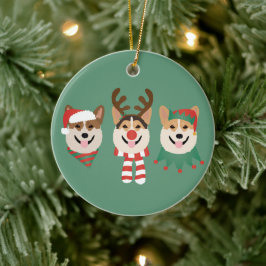 Christmas Pembroke Welsh Corgi Hunde Keramik Ornament