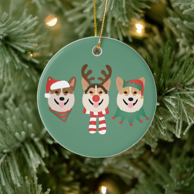 Christmas Pembroke Welsh Corgi Hunde Keramik Ornament (Baum)