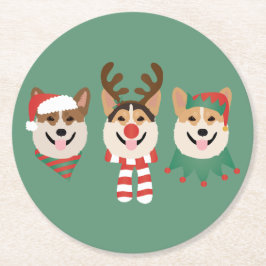 Christmas Pembroke Welsh Corgi Hunde Runder Pappuntersetzer