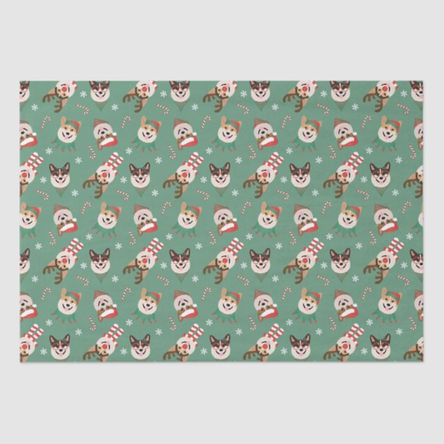 Christmas Pembroke Welsh Corgi Hunde Seidenpapier (Vorderseite)