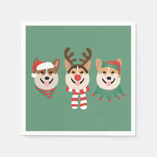 Christmas Pembroke Welsh Corgi Hunde Serviette (Vorderseite)