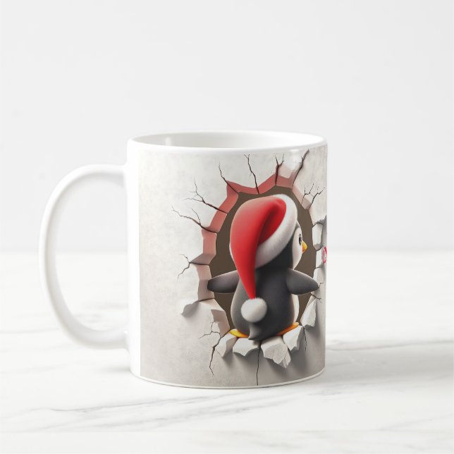 Christmas Penguin 3D Breakfast Kaffeetasse (Links)