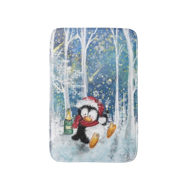 Christmas Penguin Bath Mat Badematte (Vorderseite Vertikal)