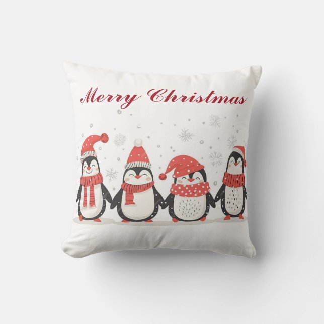 Christmas Penguin Pillow | Festlicher Urlaub Kissen (Vorderseite)