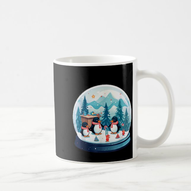 Christmas Penguin Snow Globe Scene Family Holiday  Kaffeetasse (Rechts)