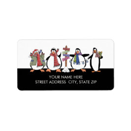 Christmas Penguins Address Mailing Labels Adressaufkleber