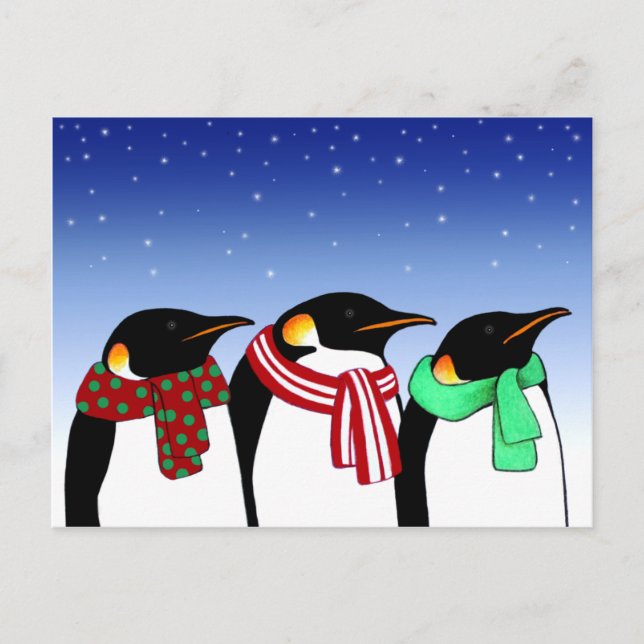 Christmas Penguins Holiday Post Card Feiertagspostkarte (Vorderseite)