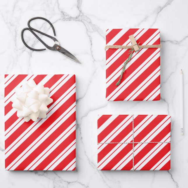 Christmas Peppermint Candy Stripes Geschenkpapier Set (Vorderseite)