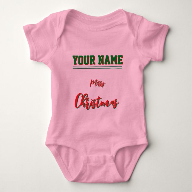 Christmas personalisiert Baby Jersey Bodysuit-Farb Baby Strampler (Vorderseite)
