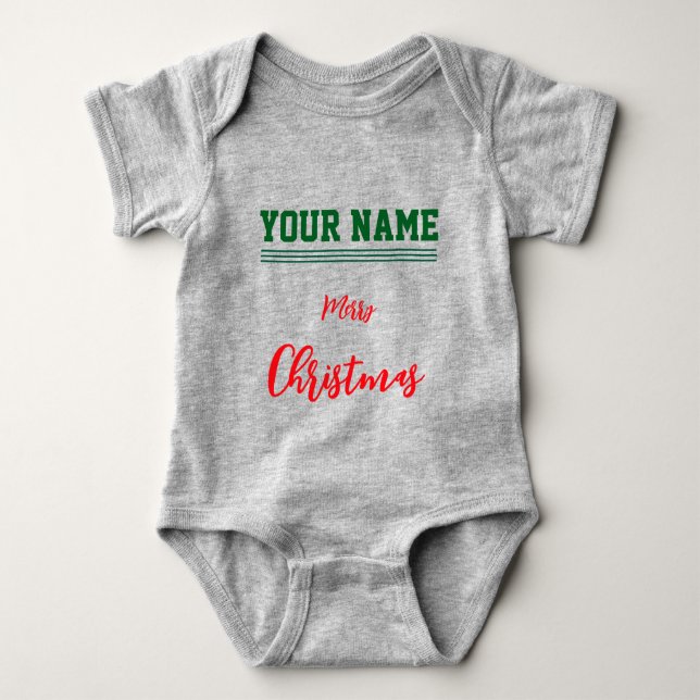 Christmas personalisiert Baby Jersey Bodysuit-Farb Baby Strampler (Vorderseite)