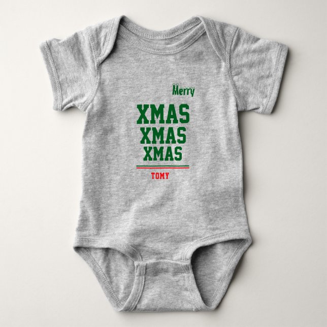 Christmas personalisiert Baby Jersey Bodysuit-Farb Baby Strampler (Vorderseite)