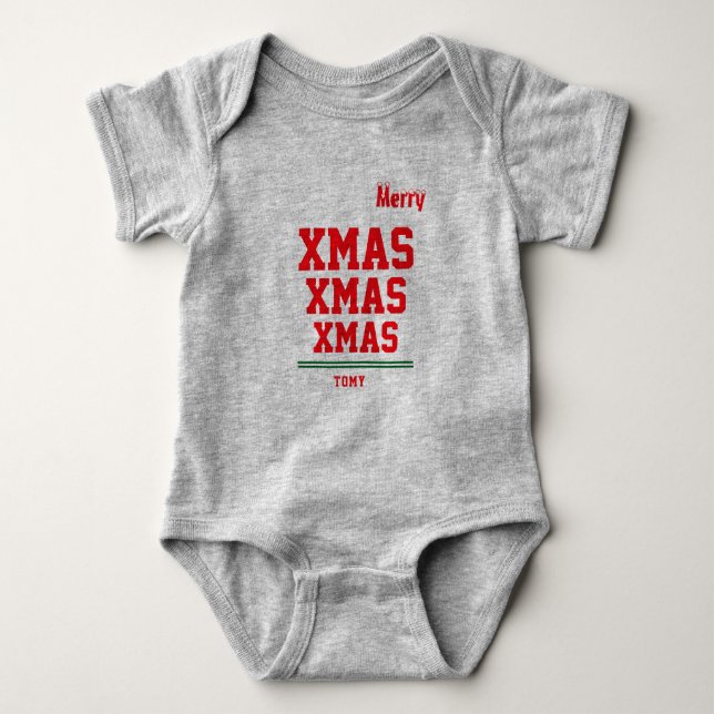 Christmas personalisiert Baby Jersey Bodysuit-Farb Baby Strampler (Vorderseite)