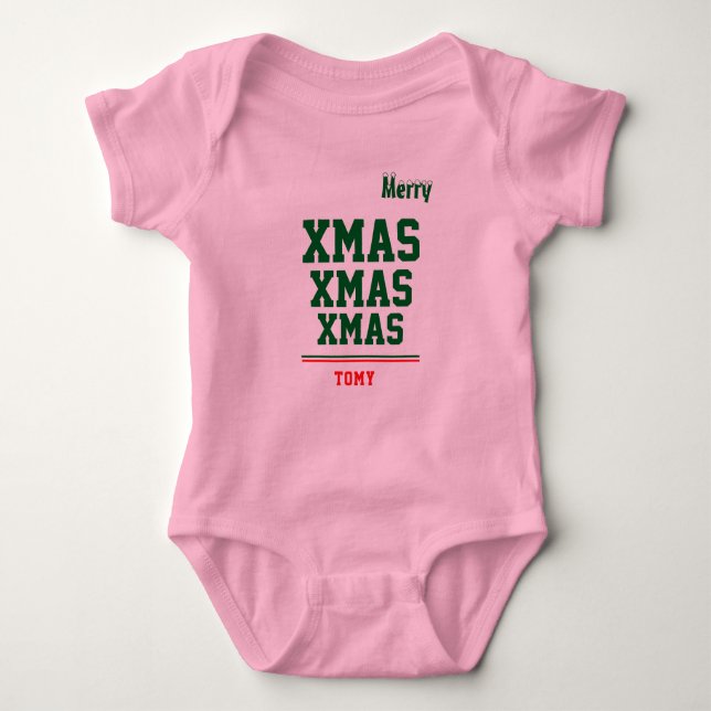 Christmas personalisiert Baby Jersey Bodysuit-Farb Baby Strampler (Vorderseite)