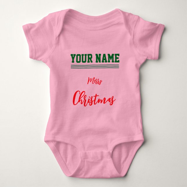 Christmas personalisiert Baby Jersey Bodysuit-Farb Baby Strampler (Vorderseite)