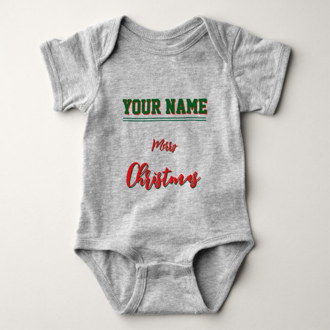 Christmas personalisiert Baby Jersey Bodysuit-Farb Baby Strampler (Vorderseite)