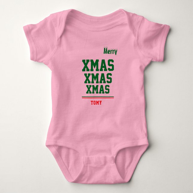 Christmas personalisiert Baby Jersey Bodysuit-Farb Baby Strampler (Vorderseite)