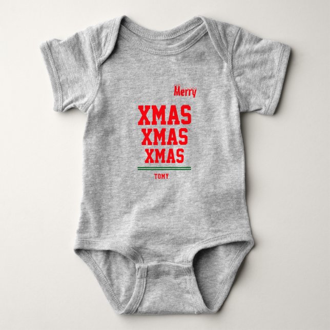 Christmas personalisiert Baby Jersey Bodysuit-Farb Baby Strampler (Vorderseite)