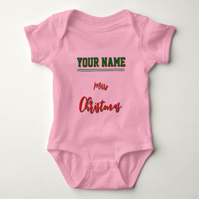 Christmas personalisiert Baby Jersey Bodysuit-Farb Strampler (Vorderseite)