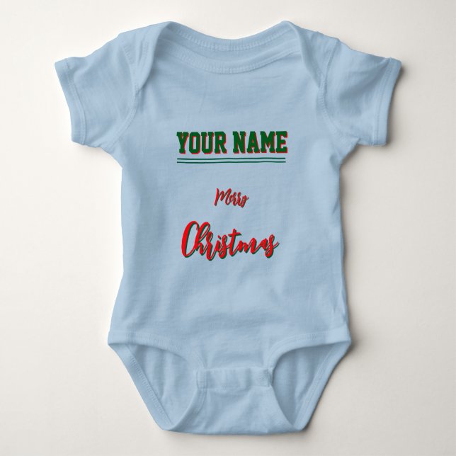 Christmas personalisiert Baby Jersey Bodysuit-Farb Strampler (Vorderseite)