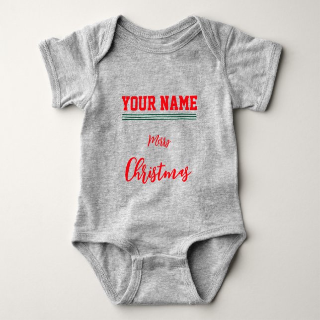 Christmas personalisiert Baby Jersey Bodysuit-Farb Strampler (Vorderseite)