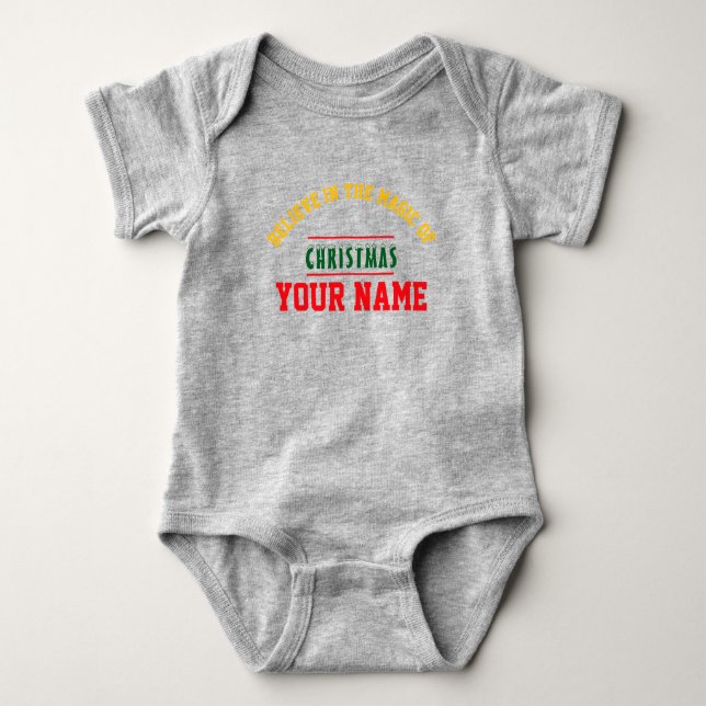 Christmas personalisiert Baby Jersey Bodysuit-Farb Strampler (Vorderseite)
