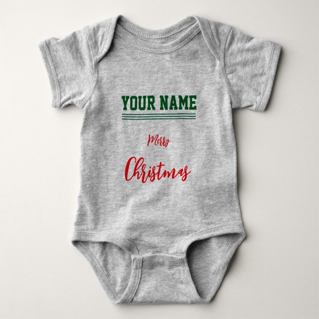 Christmas personalisiert Baby Jersey Bodysuit-Farb Strampler (Vorderseite)