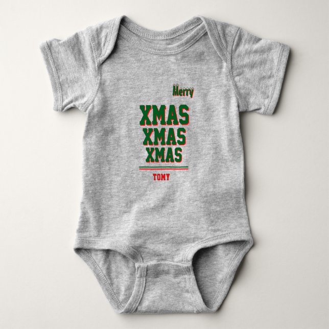 Christmas personalisiert Baby Jersey Bodysuit-Farb Strampler (Vorderseite)