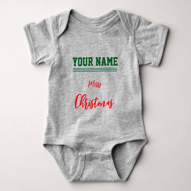 Christmas personalisiert Baby Jersey Bodysuit-Farb Strampler (Vorderseite)