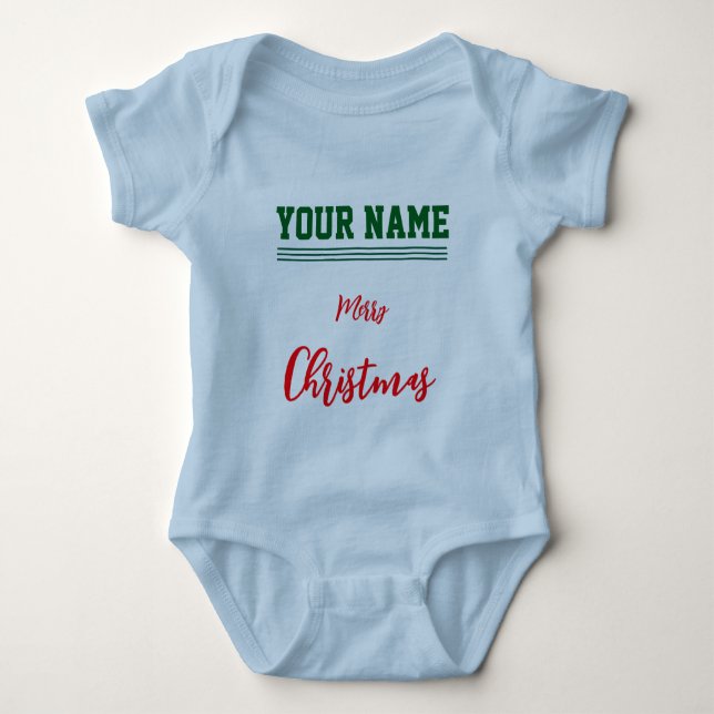 Christmas personalisiert Baby Jersey Bodysuit-Farb Strampler (Vorderseite)
