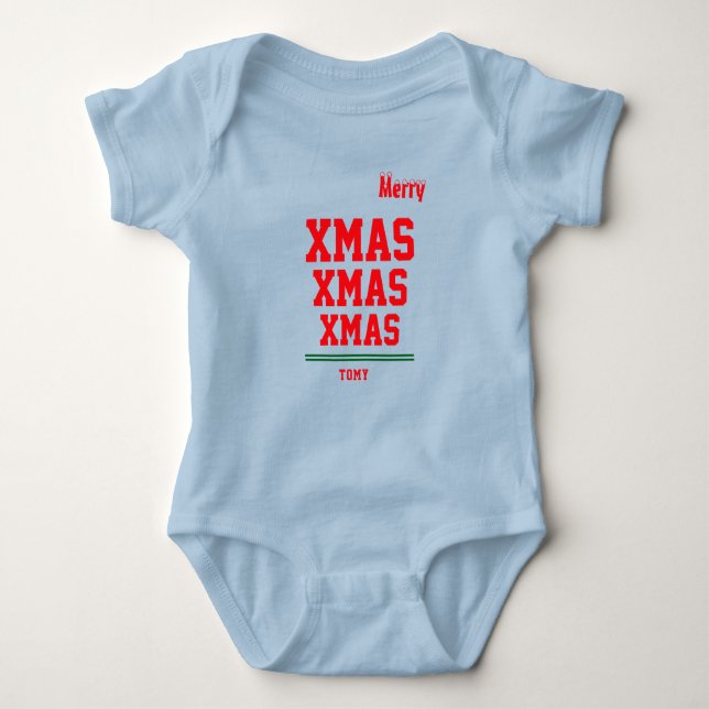 Christmas personalisiert Baby Jersey Bodysuit-Farb Strampler (Vorderseite)