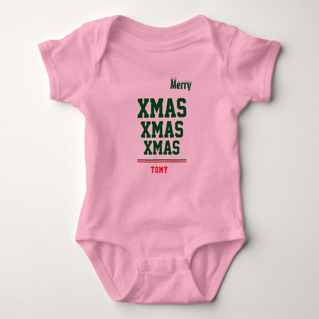 Christmas personalisiert Baby Jersey Bodysuit-Farb Strampler (Vorderseite)