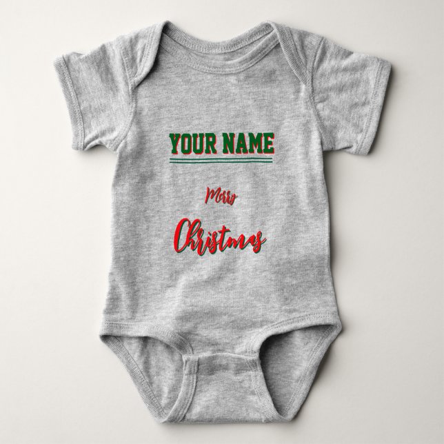 Christmas personalisiert Baby Jersey Bodysuit-Farb Strampler (Vorderseite)